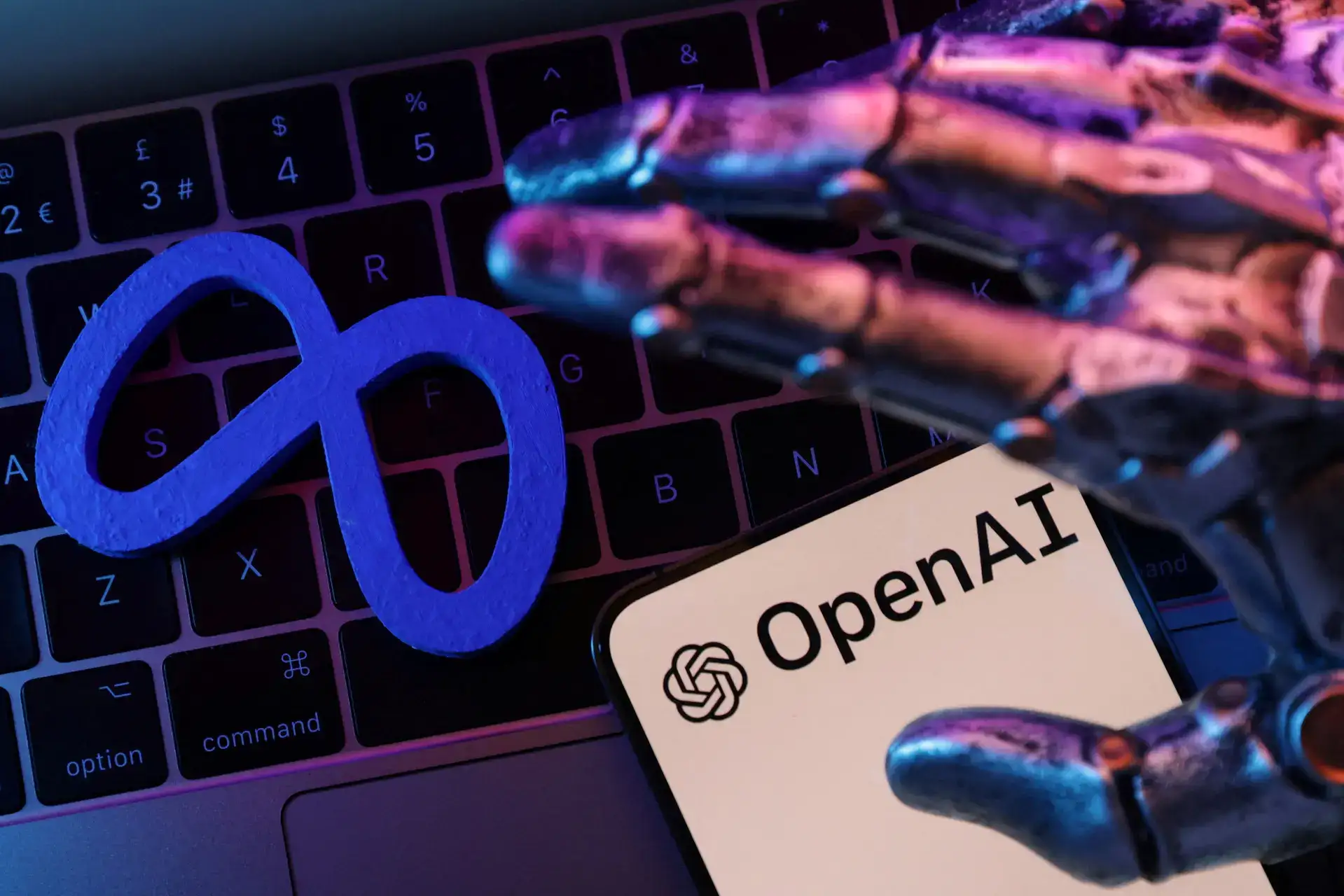Illustration shows Meta and OpenAI logos